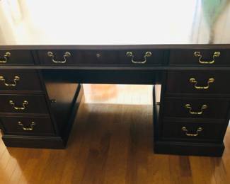 Mt. Airy Executive Desk showing locking drawers.
