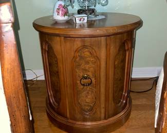 Vintage Drexel Drum cabinet. Pecan
