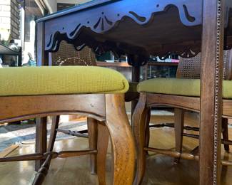 Antique Card Table.
Intricate beading on the legs and Dutch styled cut work on the table skirt.