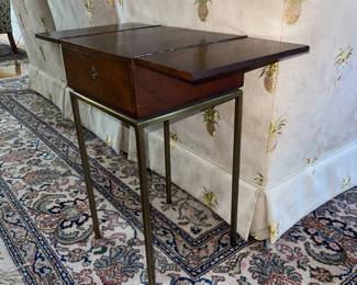 Small Flame Mahogany chest on Brass frame