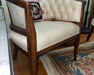 Vintage Drexel Barrel Back, Cage Frame chairs, tufted. Pecan.