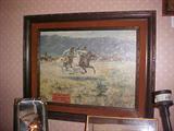 1 of 2 signed and numbered western prints by Joe Rader Roberts. This one depicts racing cowboys and measures 18" x 24" $275.