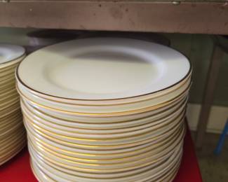 Corning White Milk Glass Gold Rim Luncheon Plates