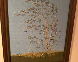 needle point art of Birch Tree