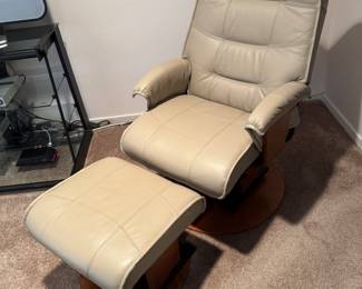 Avantglide Canada Leather glider with matching ottoman