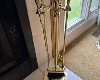 brass fire place tool set