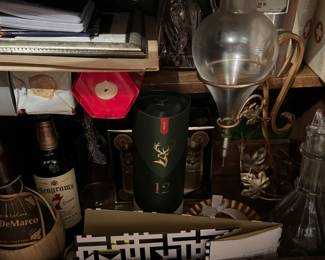 lower door of wine bar, with items to be sold - wine aerator