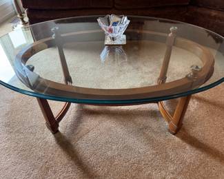 Wood table with glass top