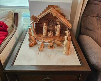 Olive wood nativity 