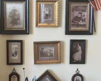 collection of tiny antique frames and photos