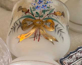 antique frosted glass vase 