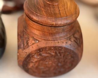 little wooden carved jar 