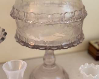 Early  American Pressed Glass Compote (rare and unusual ) 