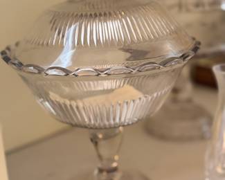 Ribbed American Pressed Glass COmpote 