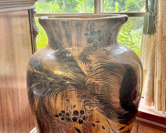 South American hand painted floor vase