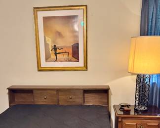 Mid century bookcase headboard bed