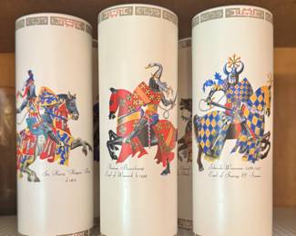 English heraldic porcelain knight tumblers