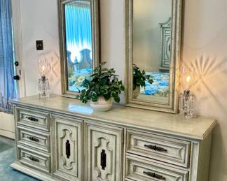 Mid century Mediterranean dresser with mirrors