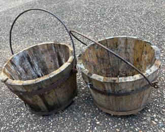 Vtg metal banded buckets….no bottoms