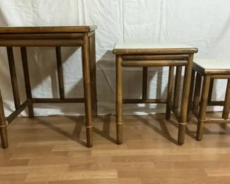Bamboo Nesting Tables With White Tops