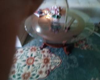 Wood and glass round coffee table