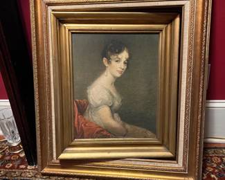 Lady print in swivel frame.