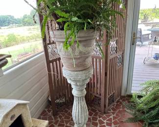 Painted pedestal w/plant