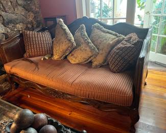 Leather sofa w/cushions.