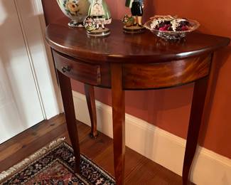 Mahogany 1 drawer demilune