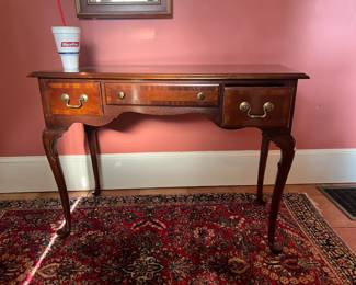 Banded inlay Queen Anne mahogany desk.