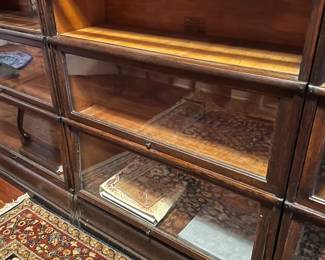 2 of 3 matching oak Globe Wernicke 3 stack bookcases.