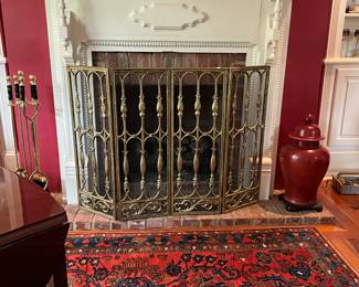 Brass fire screen