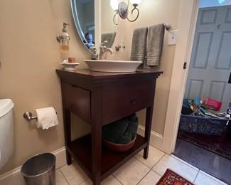 Sink mounted in cabinet