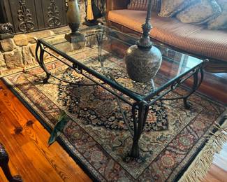 Iron coffee table w/glass top