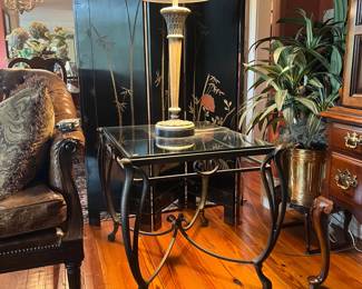 Iron/glass end table & lamp
