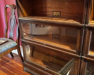 1 of 3 matching oak Globe Wernicke 3 stack bookcases.