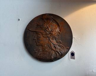 Cast iron plaque of Athena $140 + tax