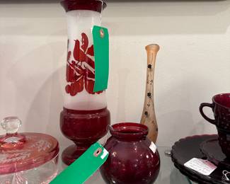 Vintage cranberry frosted art glass $20 + tax
