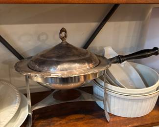 Silver chafing dish and stand $24 + tax