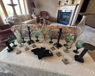 Collection of glassware and candlesticks !