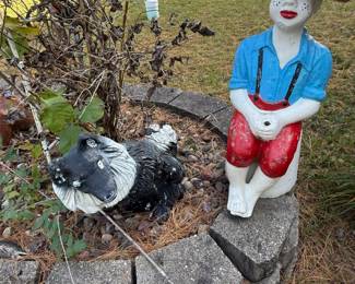 Garden Statuary Concrete Boy Fishing
Dog
