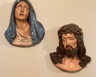Chalk Sculptures Blessed Mother Mary and
Jesus