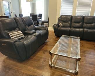 Flexsteel electric reclining leather sofa & loveseat