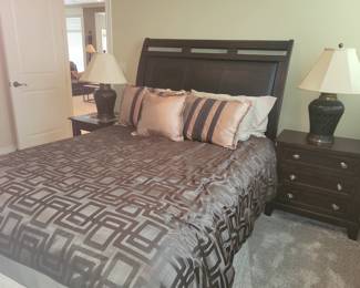 Queen size wood & leather bed frame
