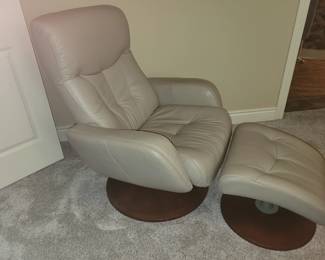 Berkline Leather recliner & ottoman