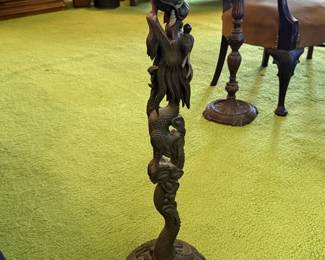 Antique Hand-Carved Wooden Dragon Stand/Pedestal Table.