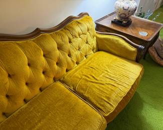 Antique Yellow Velvet Sofa