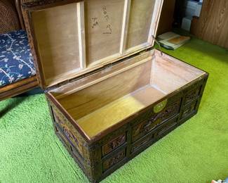 Antique Chinese Hand-Carved Wooden Trunk/Chest.