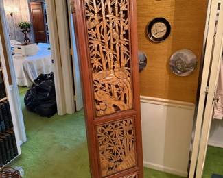 Antique Hand-Carved Four Panel Screen/Room Divider.