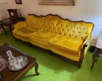 Antique Yellow Velvet Sofa
